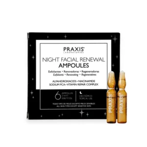 Praxis Night Facial Renewal Ampulės – naktinis atnaujinamasis serumas ampulėse